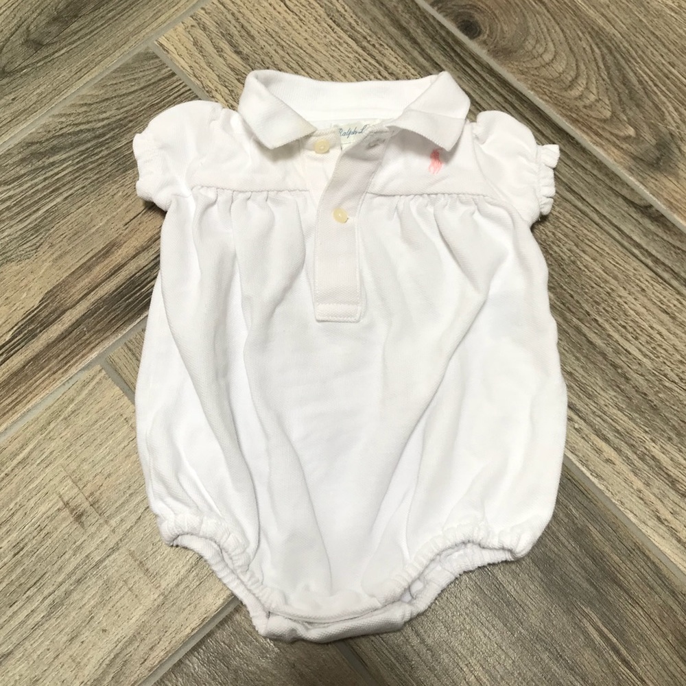 SOLD Ralph Lauren White Girls Polo Romper, 3M